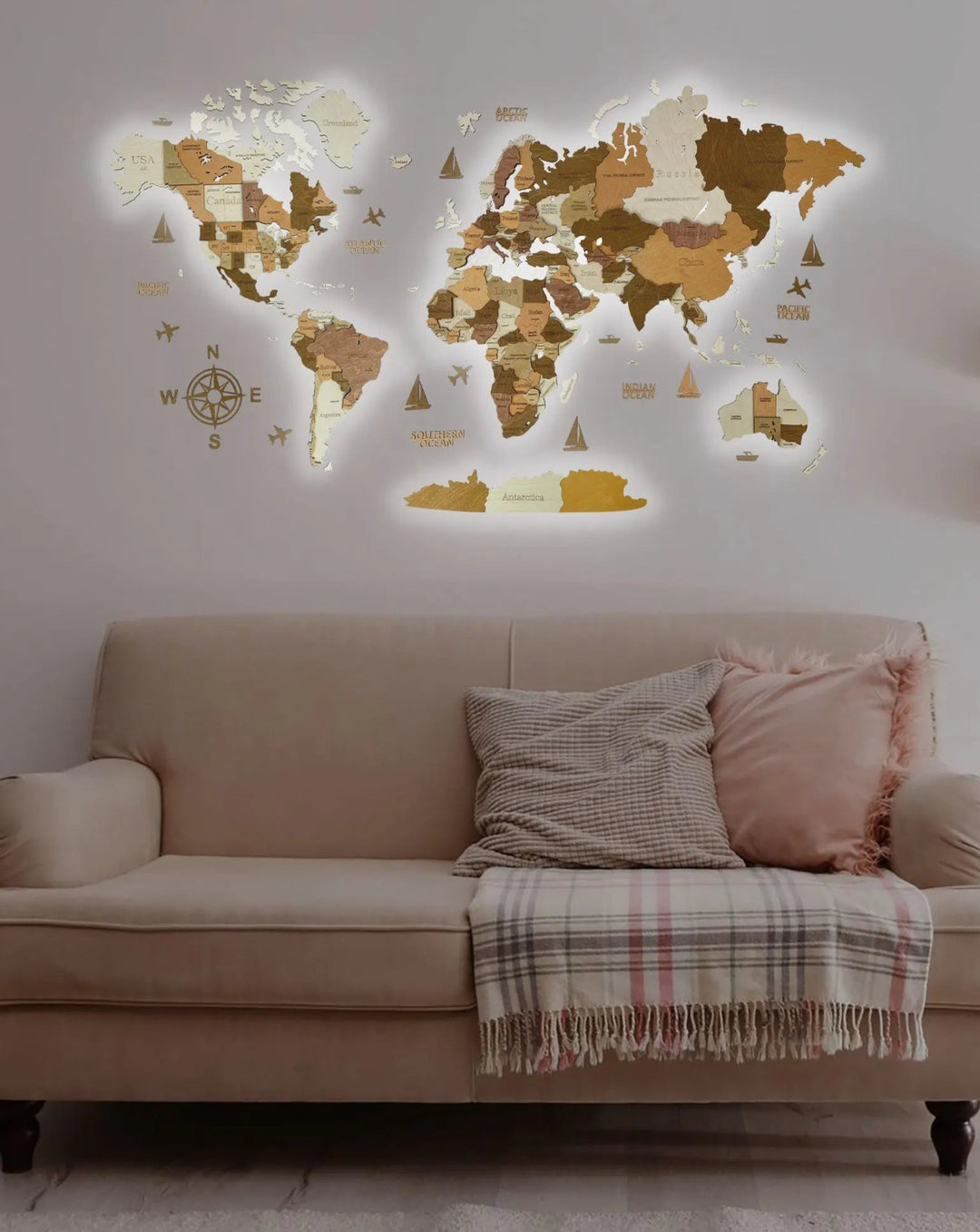 3D LED WOODEN WORLD MAP “CALIFORNIA” - WoodLeo