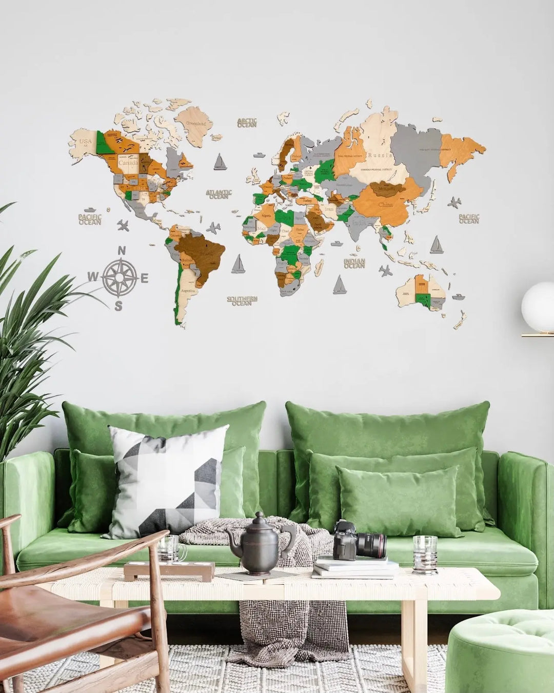 3D WOODEN WALL MAP COLOR “OASIS” - WoodLeo