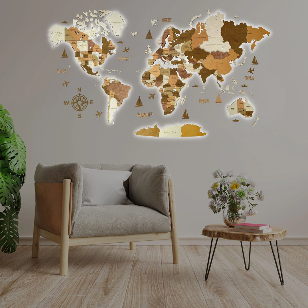3D WOODEN WALL MAP COLOR “CALIFORNIA” - WoodLeo