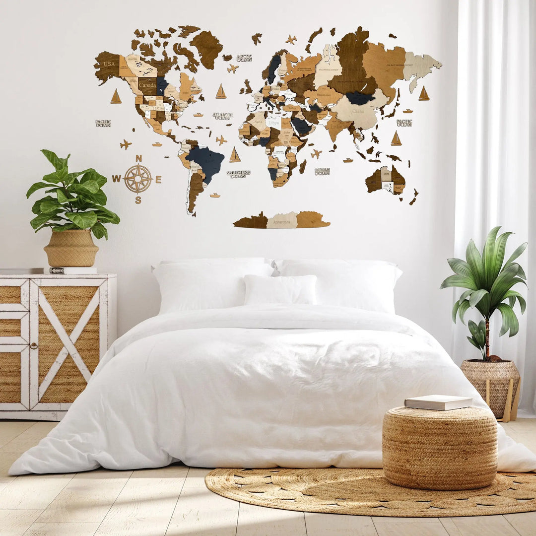 3D WOODEN WORLD MAP «COFFEE» - WoodLeo