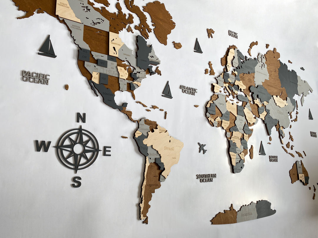 3 stunning examples of colorful walls and a Wooden World Map