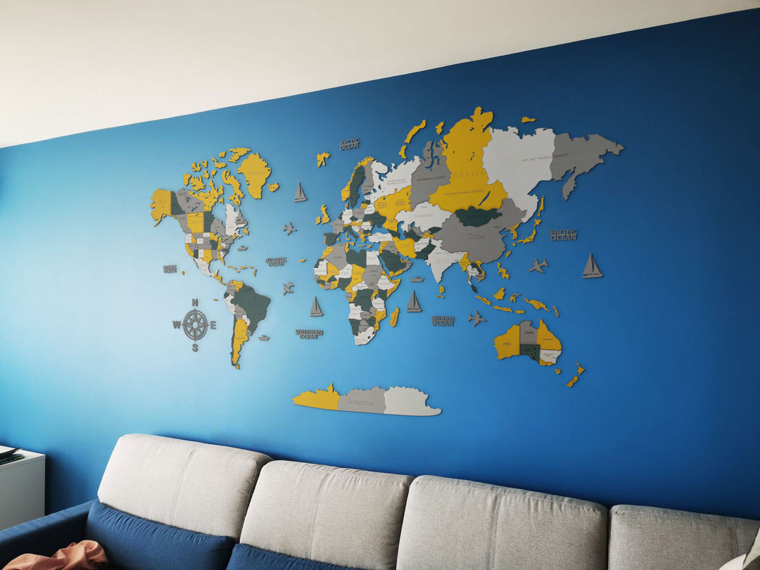 3 splendidi esempi di pareti colorate e una mappa del mondo in legno (parte 2)