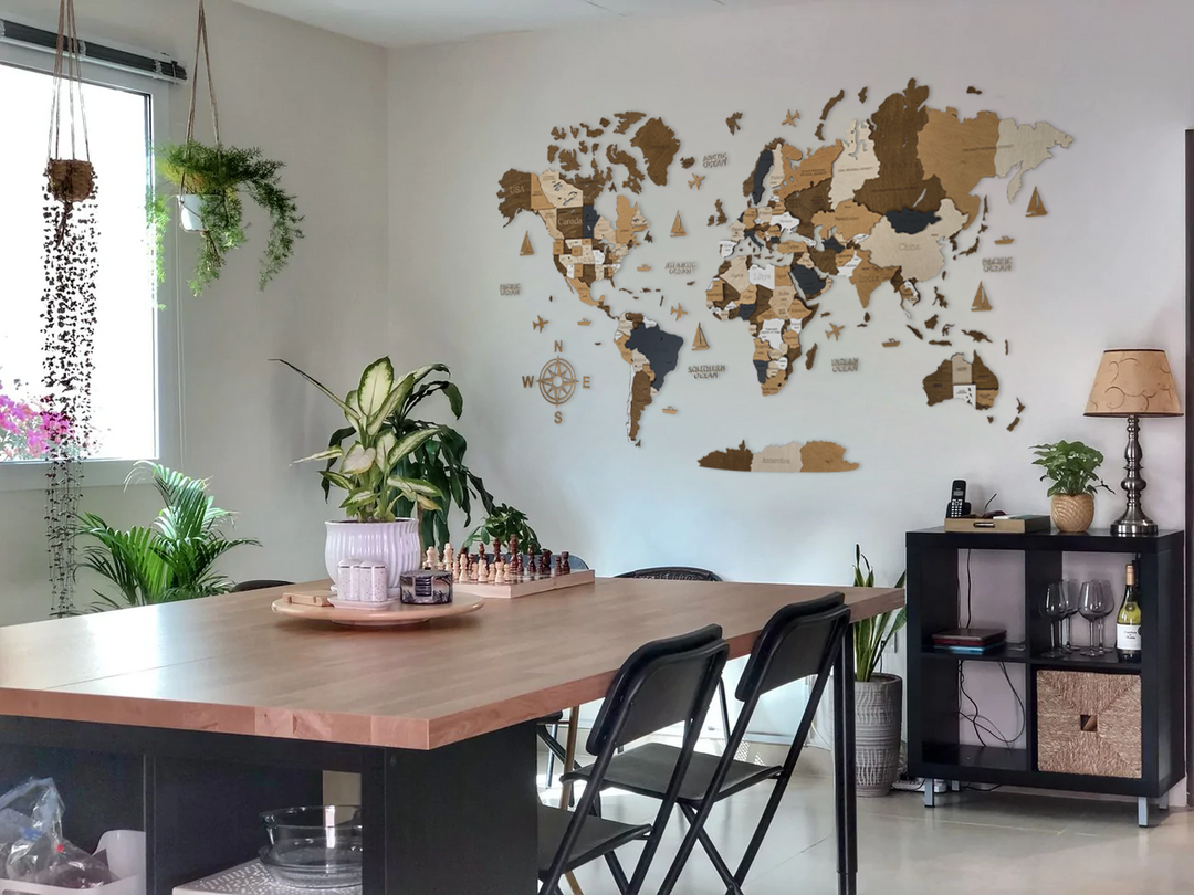 Peek into Wooden World Map owners' home around the globe
