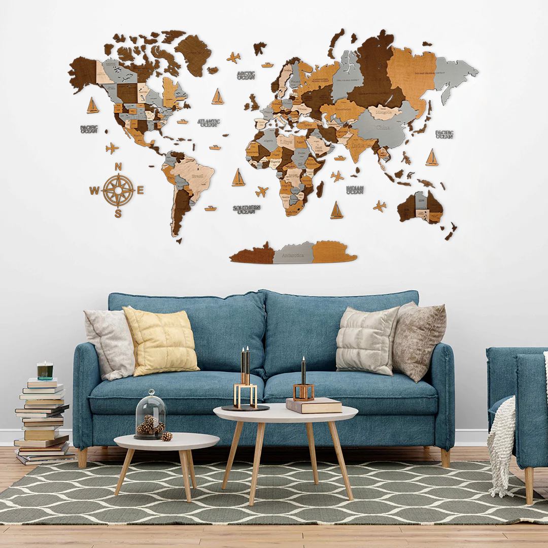 I posti migliori per una decorazione murale con mappa del mondo nella tua casa
