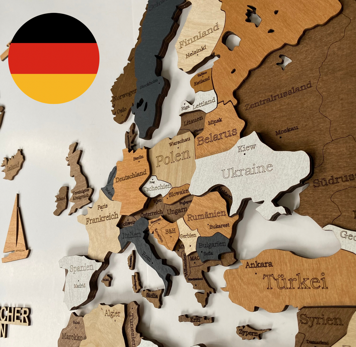 3D WOODEN WORLD MAP «COFFEE» (Copy) WoodLeo