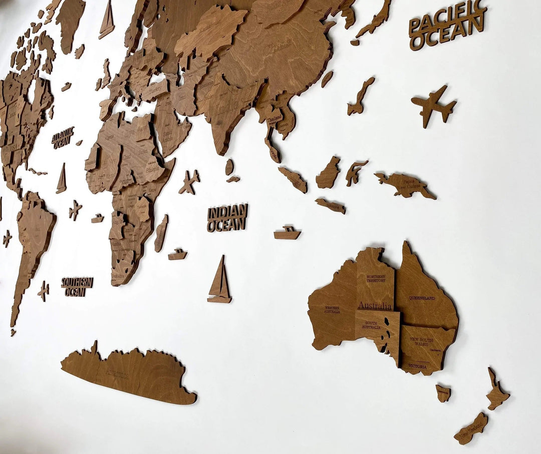 3D WOODEN WORLD WALL MAP FULLL PACK TYPE WoodLeo