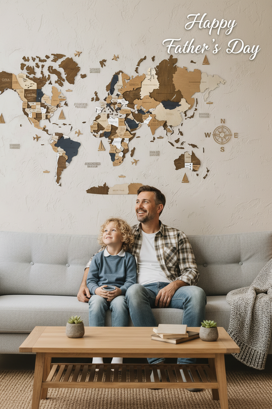 3D WOODEN WORLD MAP «COFFEE» WoodLeo