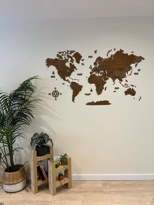 3D WOODEN WORLD MAP "VENGE COLOR" WoodLeo