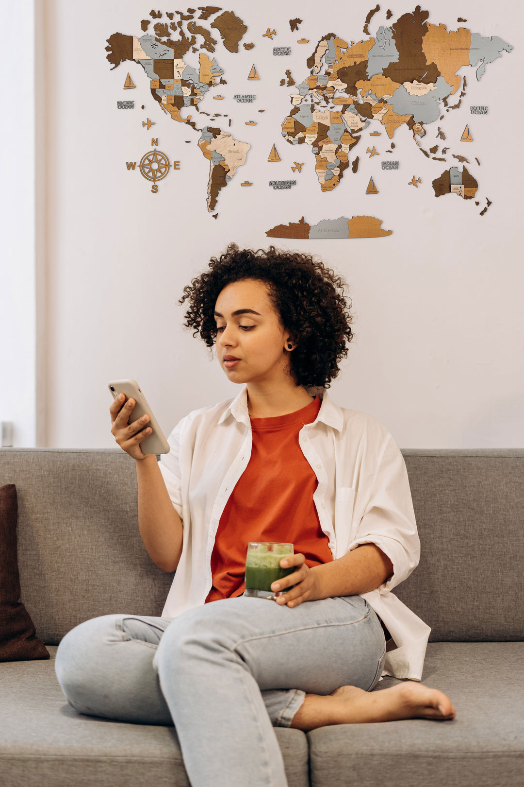 3D WOODEN WORLD WALL MAP “SAHARA” WoodLeo