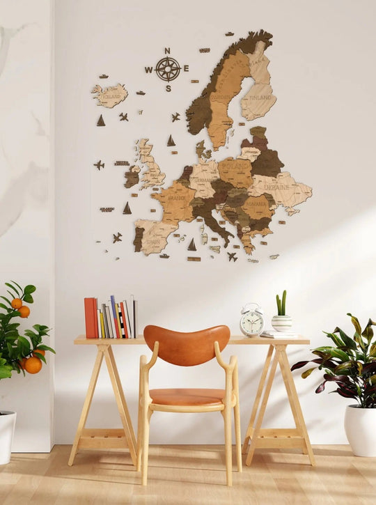 3D WOODEN MAP OF EUROPE - WoodLeo
