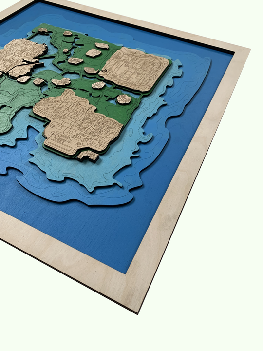 Wooden Map of GTA: San Andreas WoodLeo