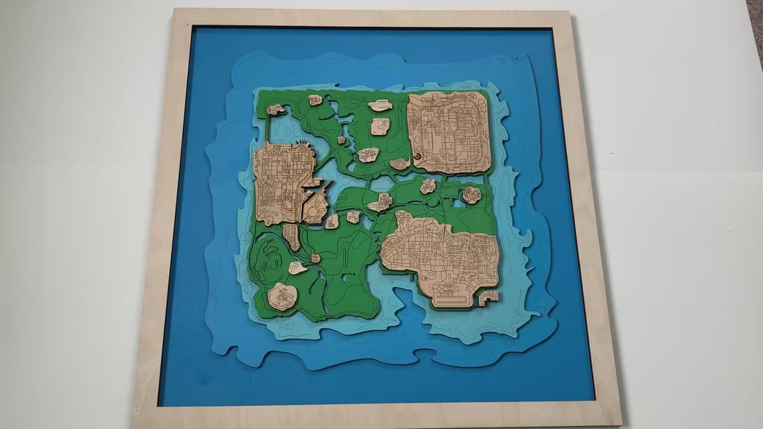 Wooden Map of GTA: San Andreas