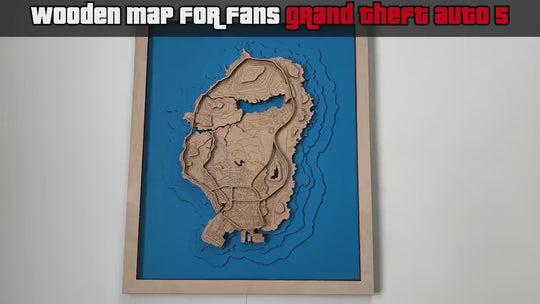 Wooden Map of GTA V Los Santos Map