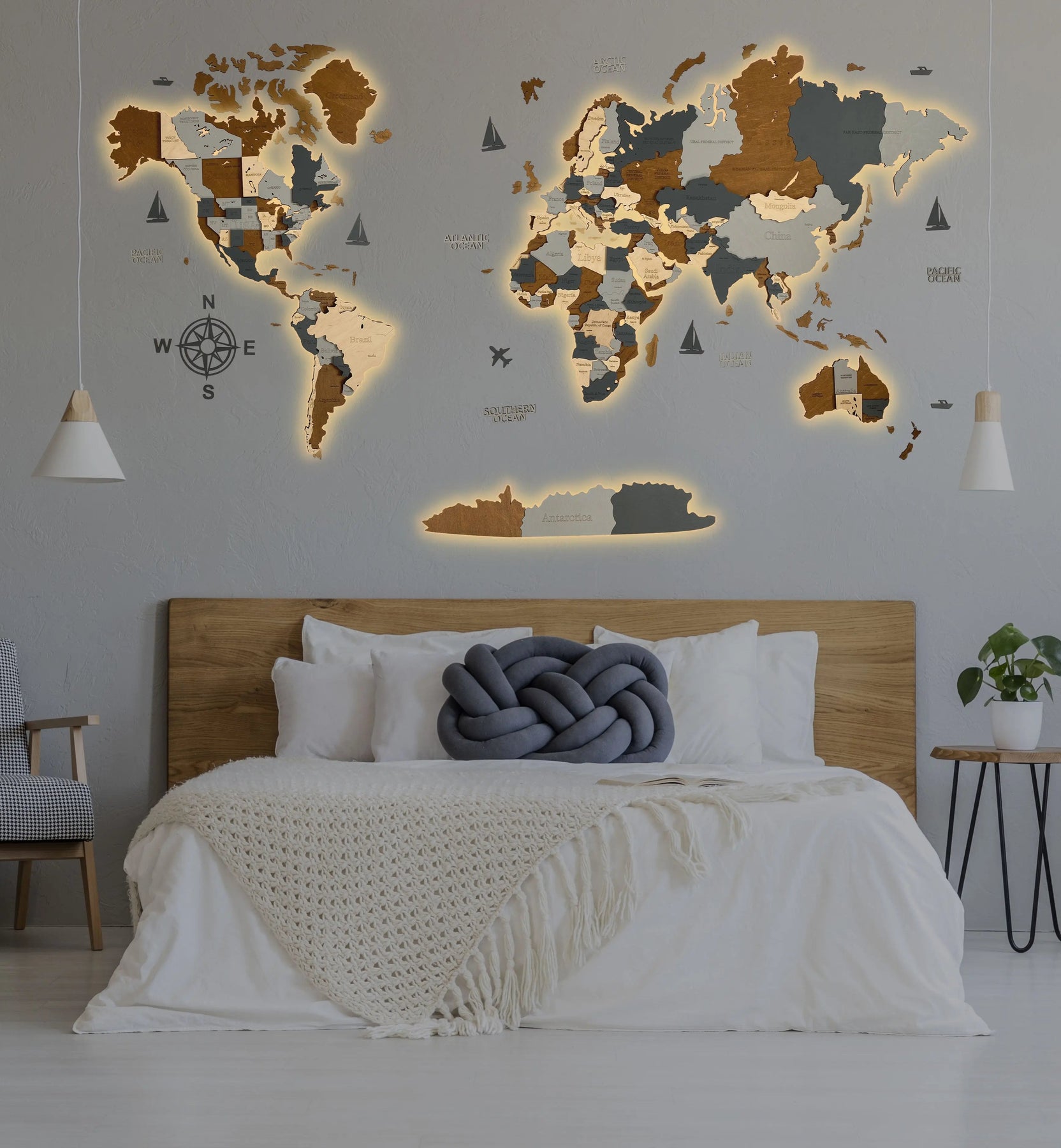 Led Wooden World Map, Wood World Map, Weltkarte Holz, Wooden Map,  Backlighting, 3d Wood World Map, LED Lighting, Home Wall Decor 