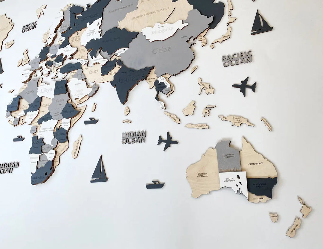 3D LED WOODEN WORLD MAP “ALASKA” - WoodLeo