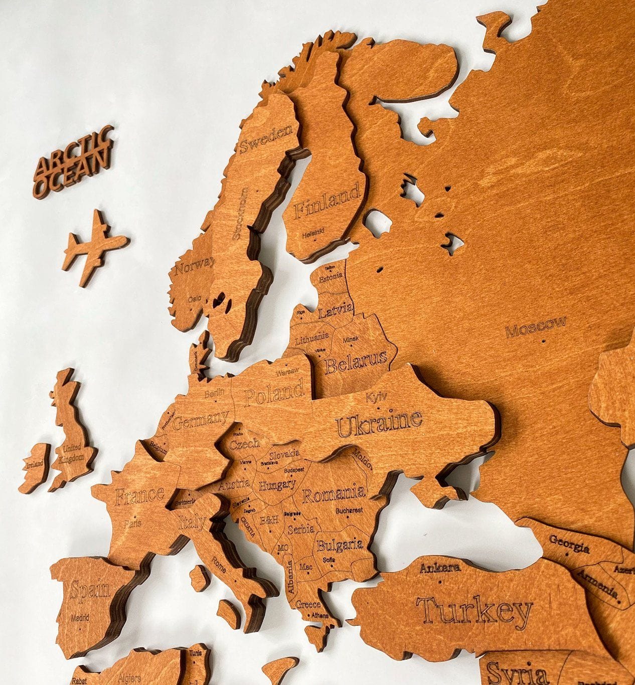 3D Wooden map of the world 