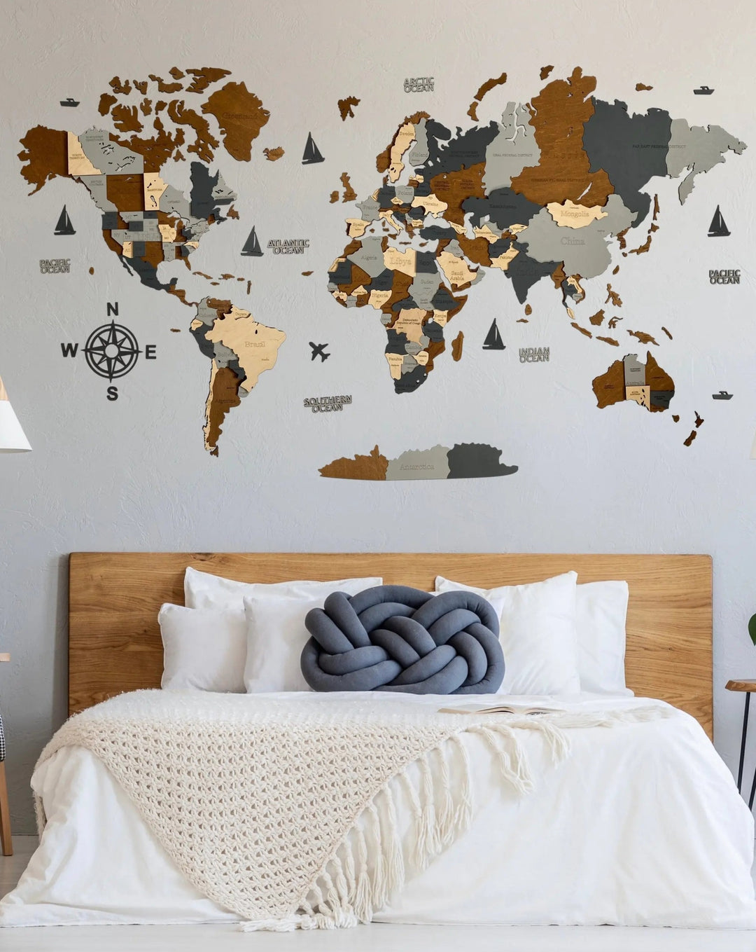 3D WOODEN WORLD WALL MAP "SKY" - WoodLeo
