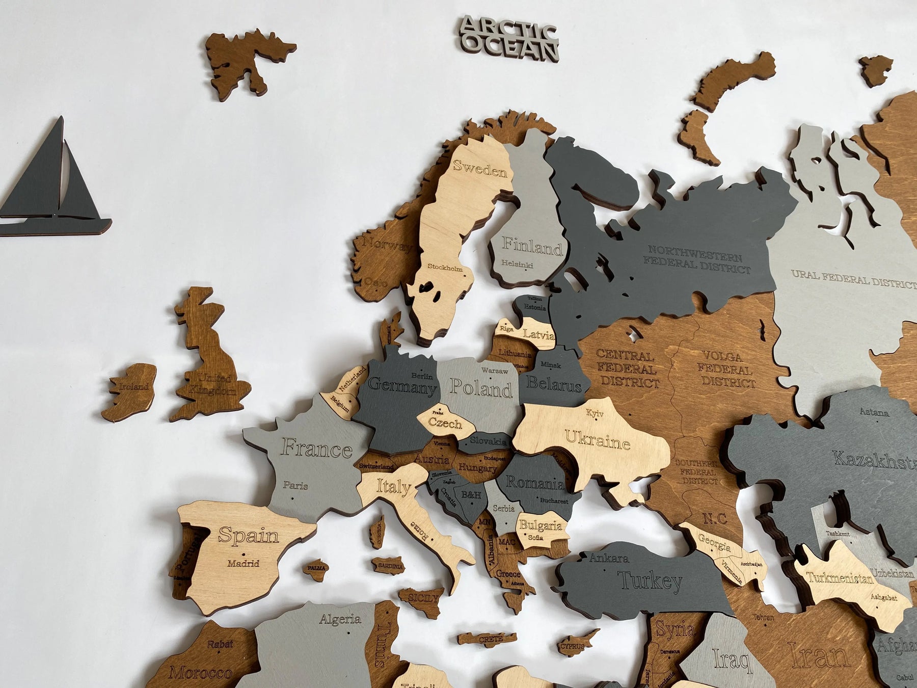 Carte 3D du monde en bois - L120 Traveler (120x60 cm) – magnifique  décoration murale - Achat & prix